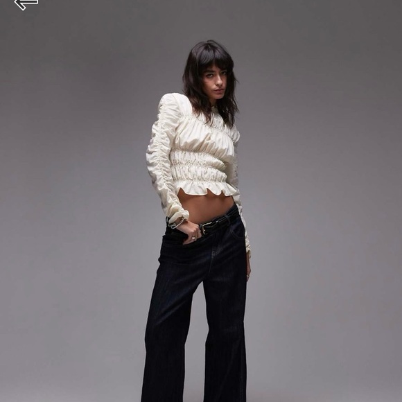 ASOS Cream Ruched Blouse - Picture 2 of 2